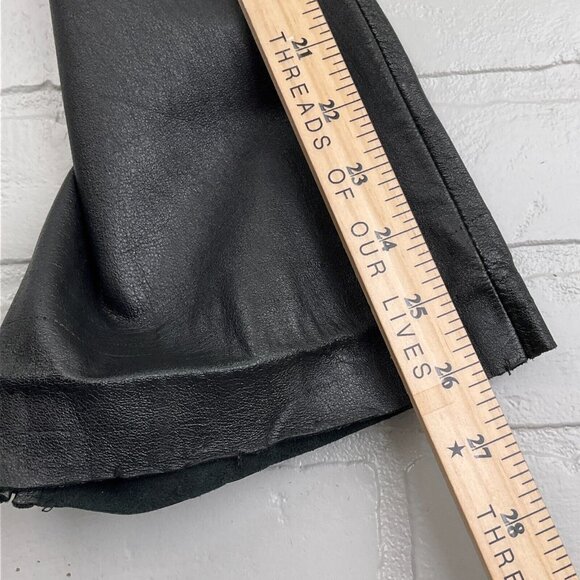 Maxima Wilsons Leather Jeans Women 10 28Wx26L Black Bootcut Unhem Raw‎ Straight - Picture 11 of 14